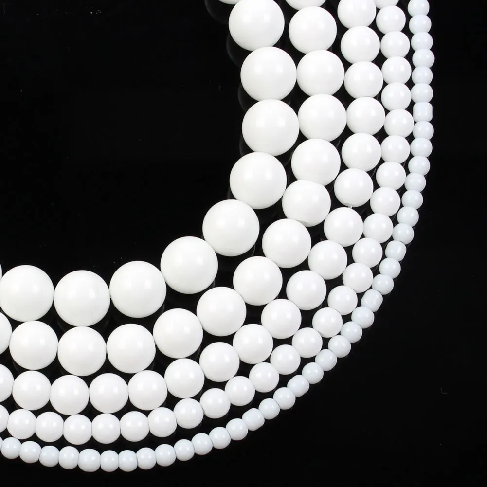 Бусины из гладкого белого фарфора нефрит натуральный камень для