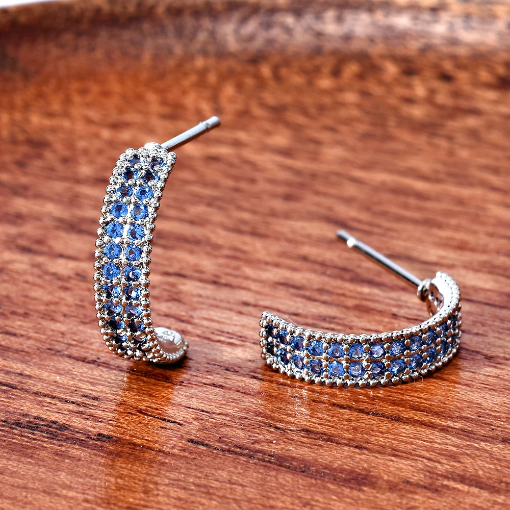 2020 модные хрустальные серьги гвоздики для женщин Синие стразы украшения
