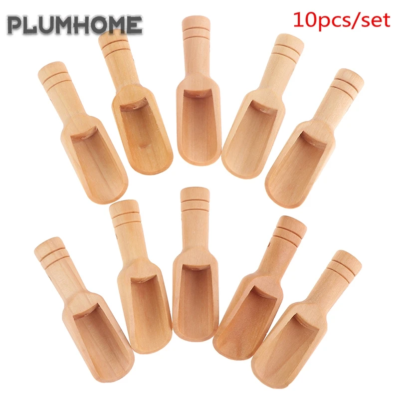 10 шт мини деревянная ложка с круглой ручкой из нержавеющей стали Чай соли Лопата