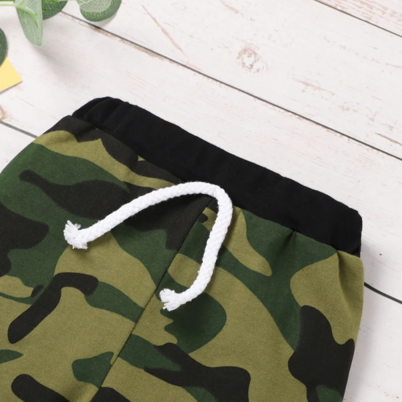 

Newborn Baby Boy Clothes Set Kid 3PCs Clothes Letter Romper Bodysuit + Camouflage Printed Pants + Hat Clothes 0-12M