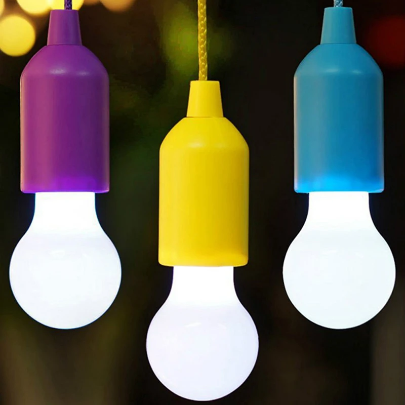 

Portable Colorful LED Hanging Lamp Drawstring Light Tent Camping Lighting Bulb Retro Lighting Outdoor Home Night Light