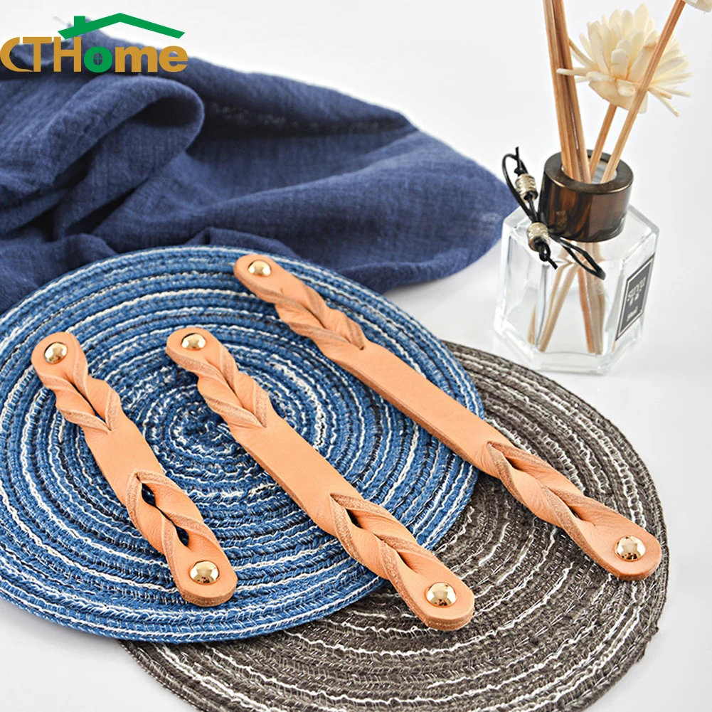 Ручная работа кожаная ручка в европейском стиле мягкий минималистичный дверной