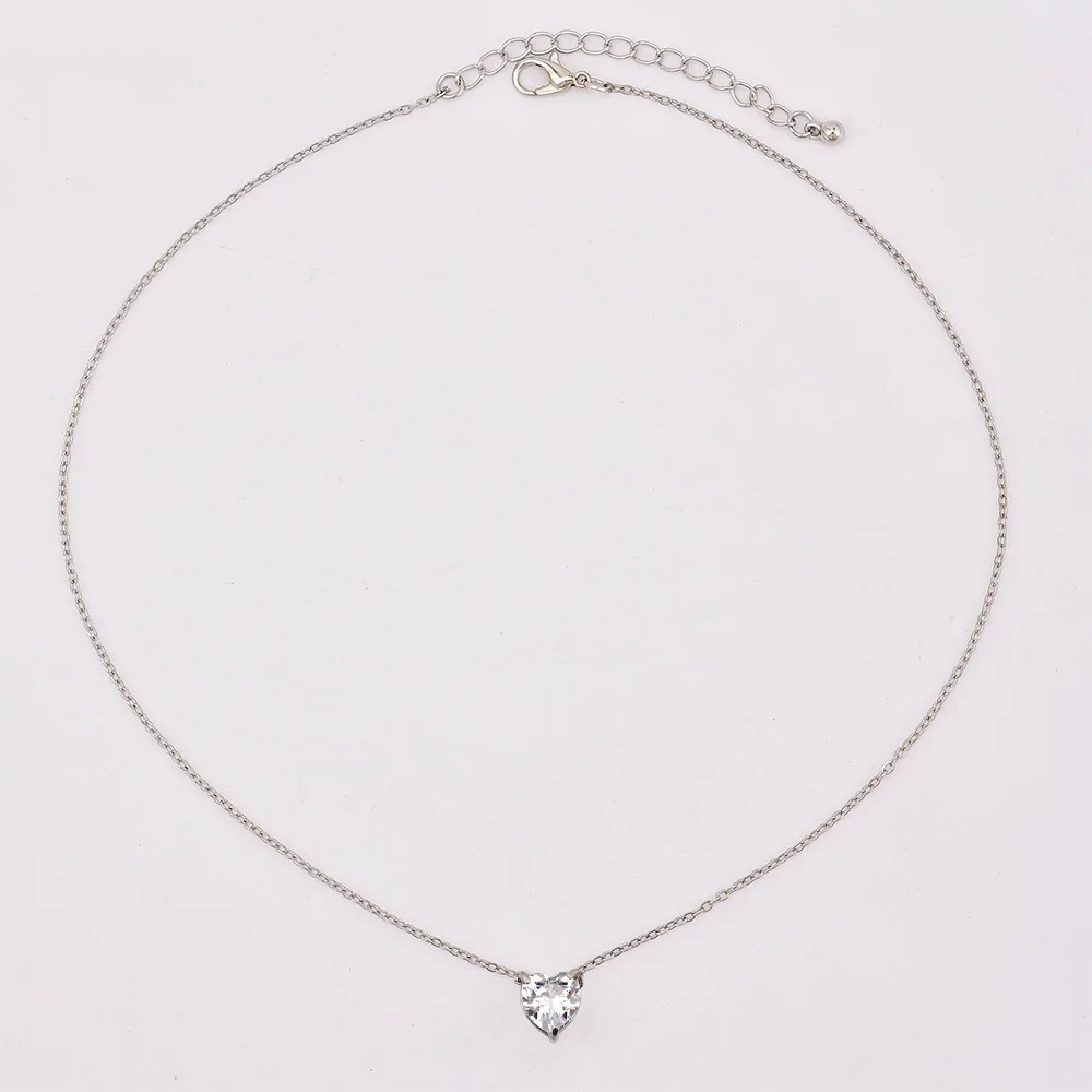 

2020 Trend New Female Fashion Crystal Heart Necklace Pendant Short Gold Chain Necklaces Jewellery Choker Charm Gifts Girlfriends