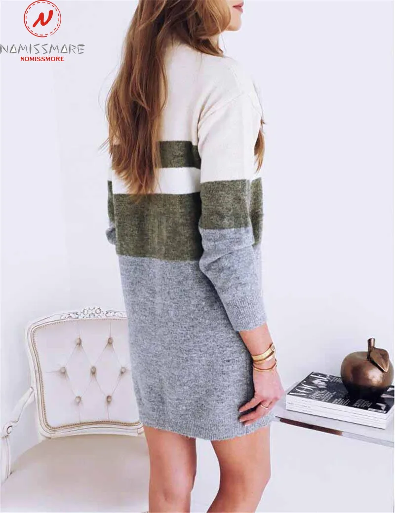 Элегантное женское платье с длинным рукавом для уличной одежды в стиле пэчворк