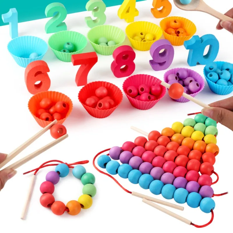 

Kids Toys Montessori Toys Hands Brain Training Clip Beads Puzzle Cup Math Game Baby Color Classification Toys Children