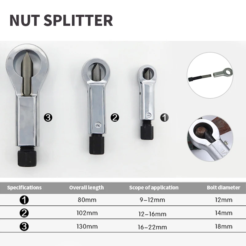 Нержавеющая Сталь Серебряный ржавый гайка сплиттер резак инструмент шляпа