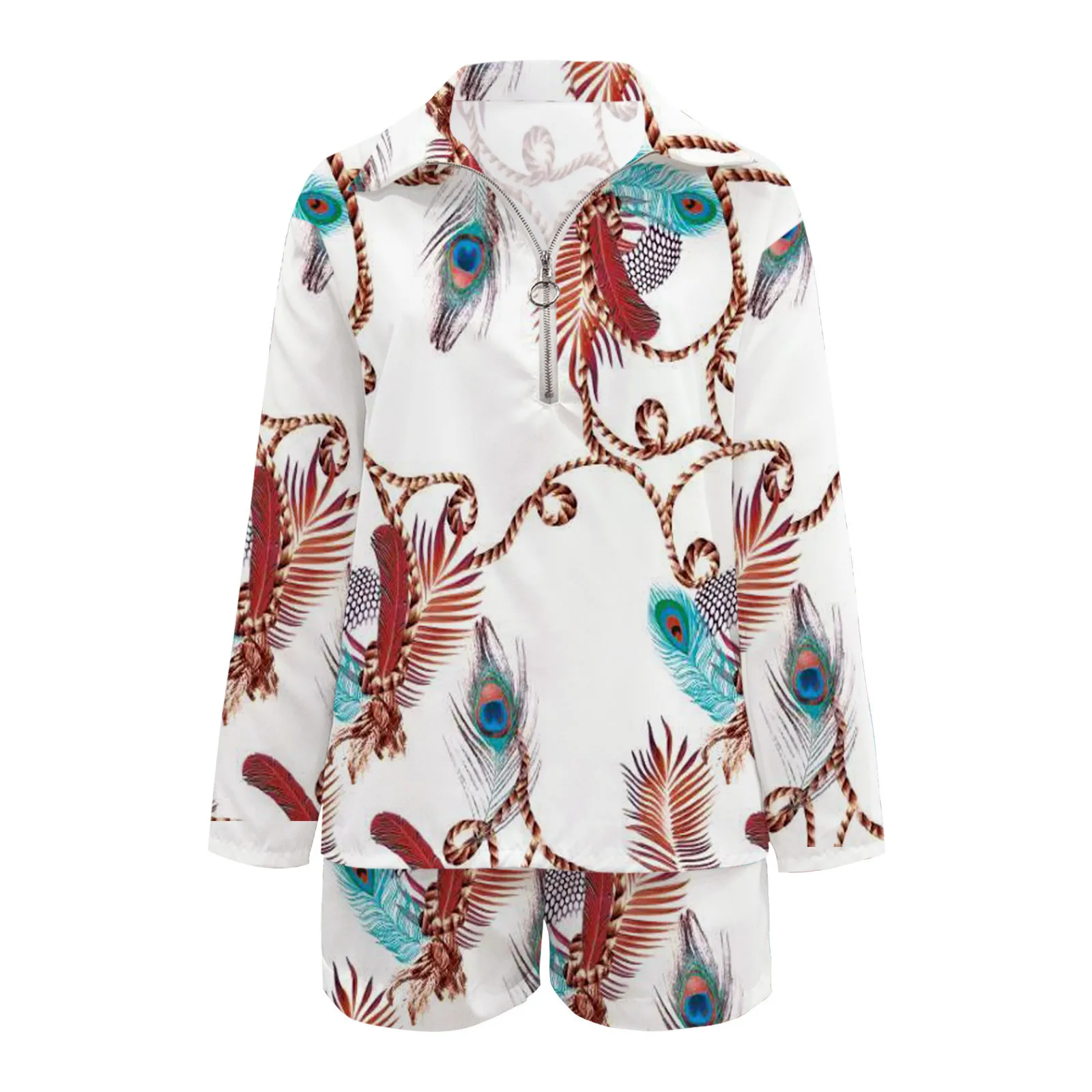 

2021 New Women's Sports casual Outfit Summer Long Sleeve Solid Color Zip Up Hoodie + Shorts Sets Suit Two-piece Suit with pocket