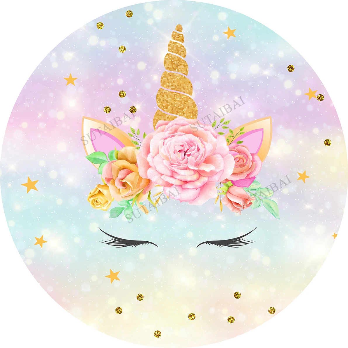 

Unicorn Themed Circular Round Panel Backdrop Circle Background Child Birthday Party Decor Baby Shower Photography Studio