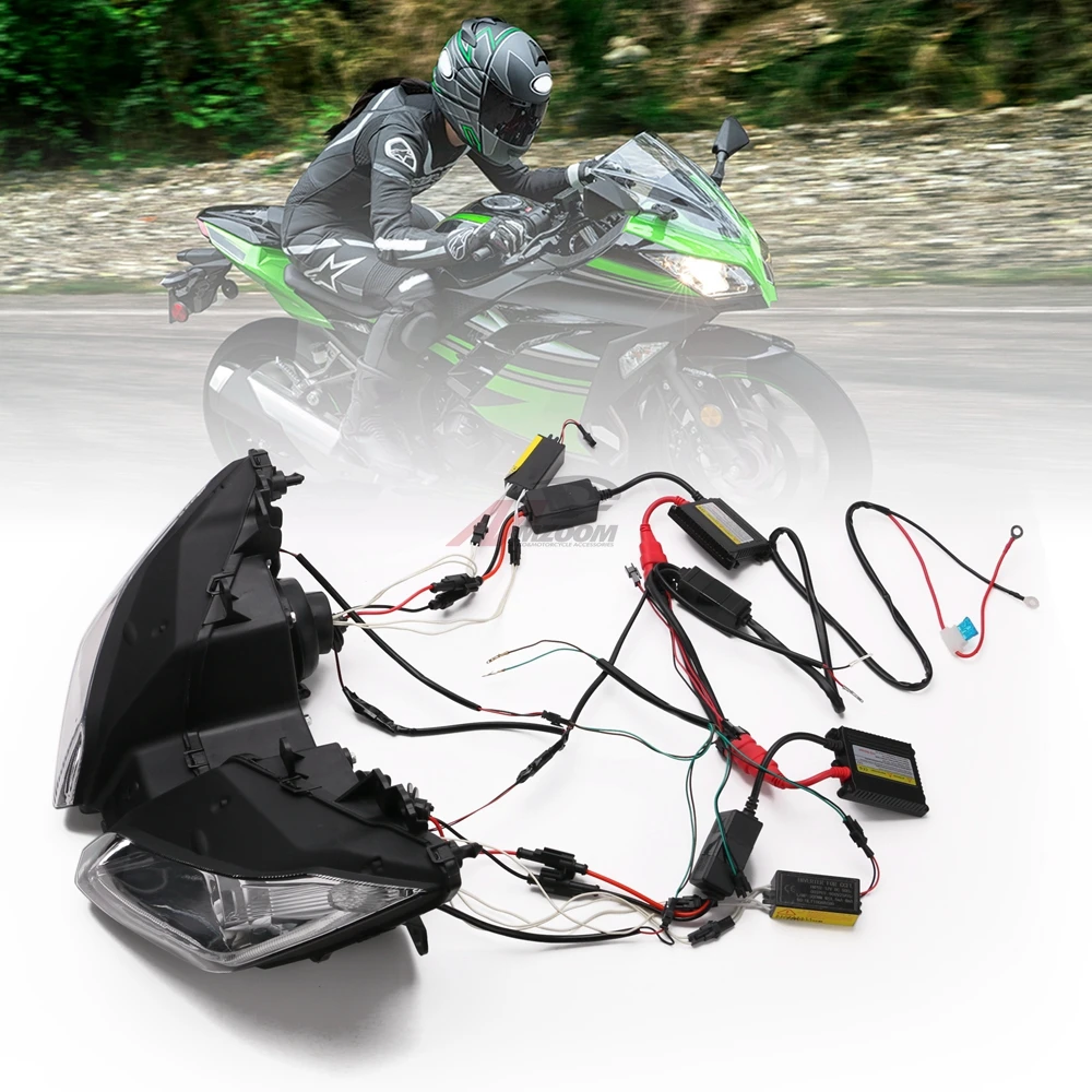 Ангельские глазки для Kawasaki NINJA 250 300 ZX6R ZX 6R NINJA250 NINJA300 HID проектор мотоциклетная фара