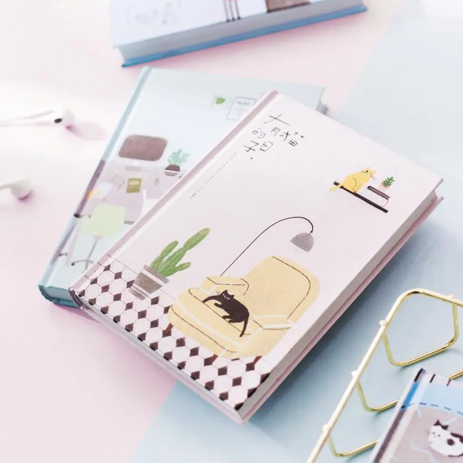 Korean Kawaii Cute Cat Home Daily Schedule Personal Planner Organizer Notebook Agenda Planbook A5 Best For Student Gift | Канцтовары для