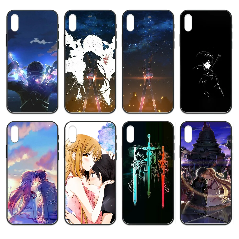 Чехол для телефона Sword Art Online SAO чехол iphone 4 4s 5 5S SE 5C 6 6S 7 8 plus X XS XR 11 PRO MAX 2020 черный