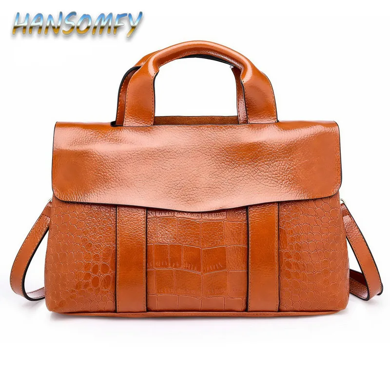 Двухслойная сумка HANSOMFY из вощеной кожи роскошные женские сумки крокодиловой