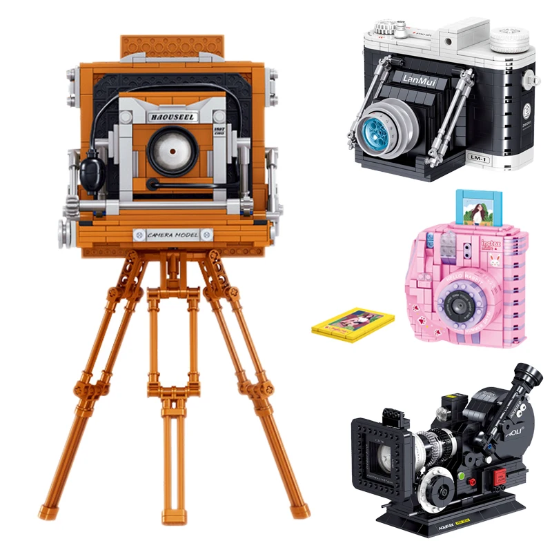 

2021 Digital Camera Building Block MOC Creative Polaroid Retro Camera Model DIY Bricks Toys For Children Gifts