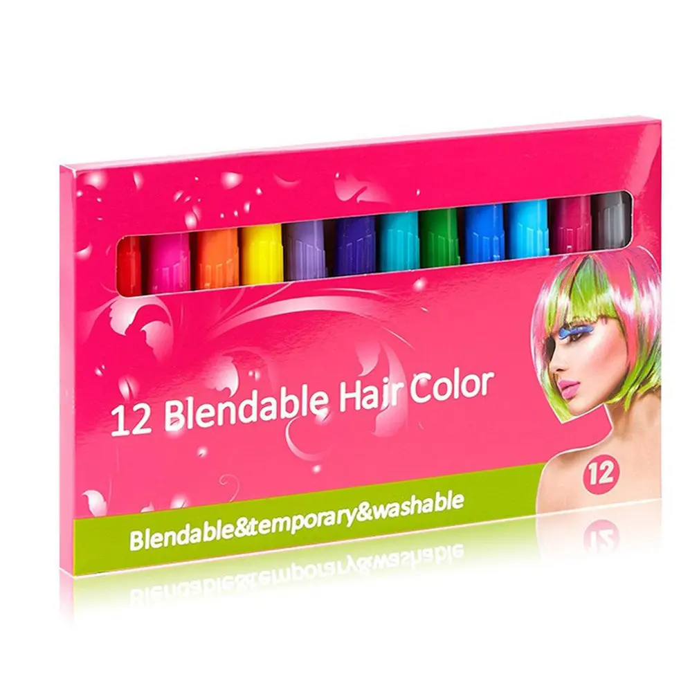 

High Quality Hair Dye Stick Disposable Temporary Hair Dye Pen 12 Color Hair Dye Crayon Set Worldwide Sale