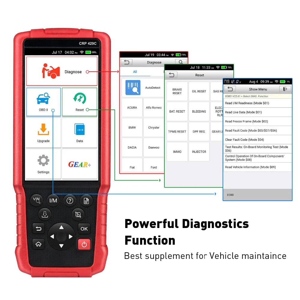 

LAUNCH X431 CRP429C OBD2 code reader scanner ENG ABS Airbag SRS AT Diagnostic tool Auto scan tool DPF BMS EPB 11 reset function