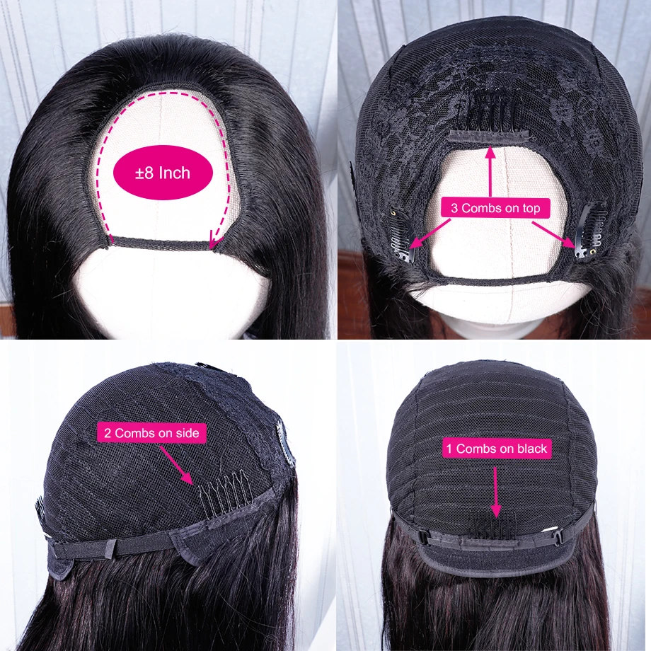 Парики Bob Yaki прямые средней части парик из человеческих волос бразильские волосы