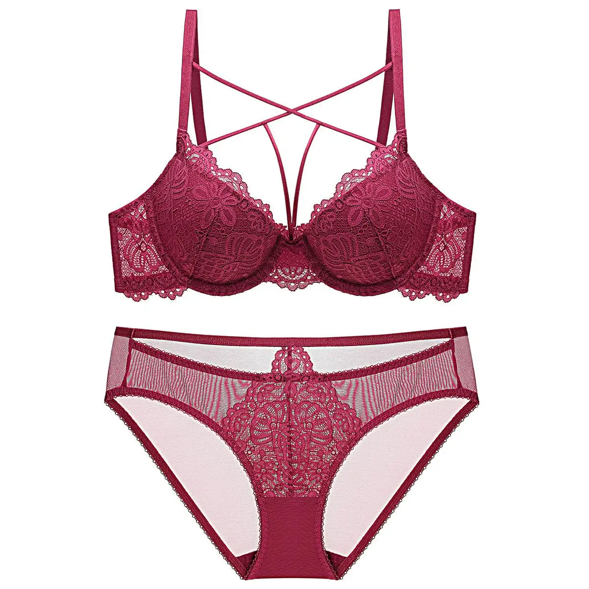 Комплект женского кружевного нижнего белья из бюстгальтера пуш-ап с чашкой 3/4 |