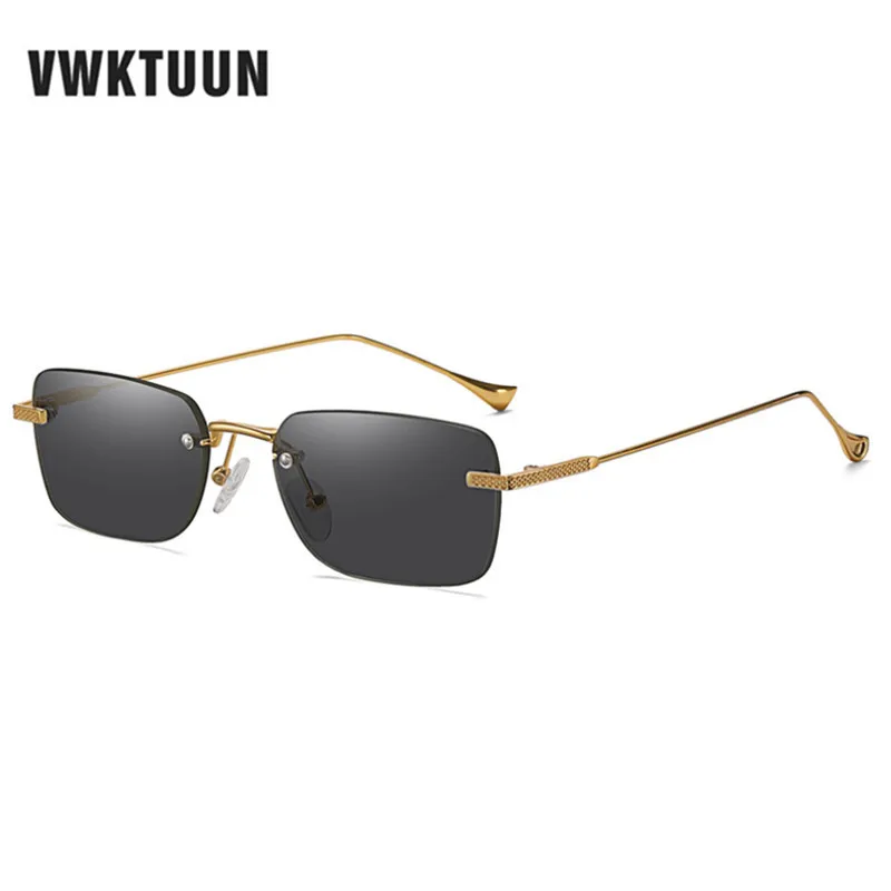 

VWKTUUN Rimless Sunglasses Women Trimmed Rectangle Sun glasses For Men Punk Points Multicolor Gradient Lens Glasses UV400