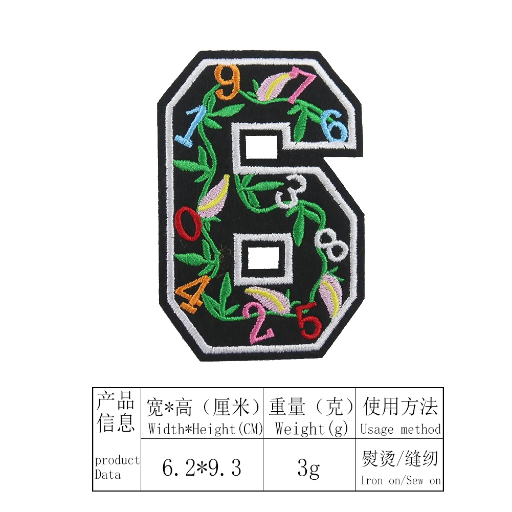 

2PCS Embroidered Number Patch Jersey Applique Figure Digit Iron on Patches for Clothing Bags Sewing Fabric Badge Accessories