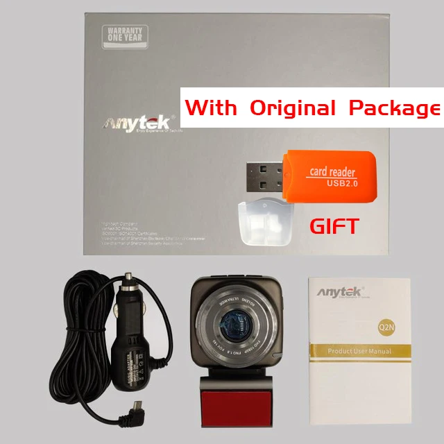 Q2N With Package Xiaomi Mijia Dash Cam camera " дюймовый дисплей Anytek Q2N 1080FHD видеорегистратор g-сенсор 200 Вт видеорегистратор - Название цвета: Q2N With Package