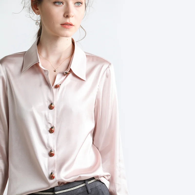 Европейская и американская женская рубашка 100% из натурального шелка 16 мм Тяжелая