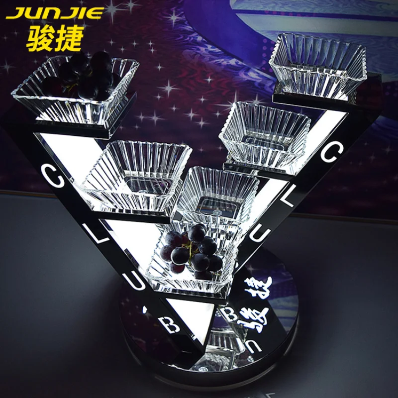 

V-Shaped Special Stainless Steel Snack Rack Club Hotel Acrylic Plate Nightclub Bar KTV Fruit Plate Rack Feeding Rack