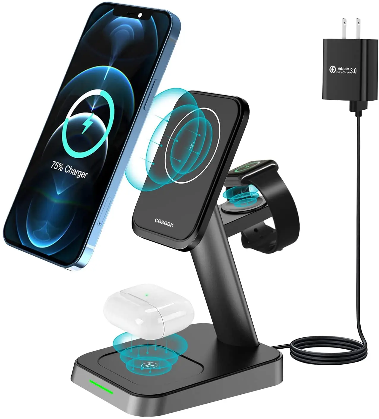 

CGSGDK 3 in 1 Magnetic Wireless Charger Stand Compatible with Magsafe Charger Fast Wireless Charging Station for iPhone 13/12