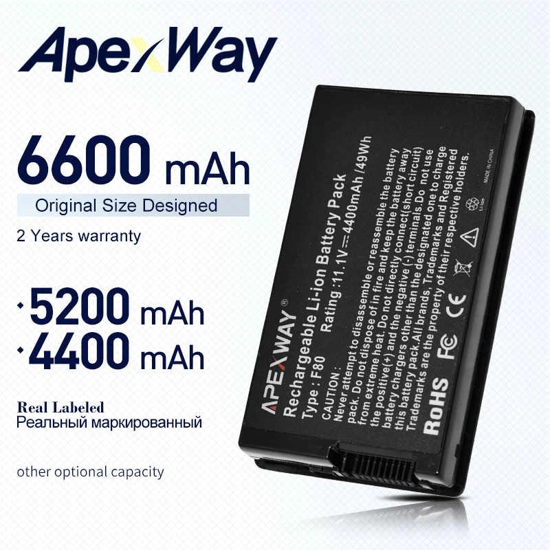

ApexWay Battery for Asus A32-F80 F80 F80Cr F80s F81 F81E F81Se F83 F83Cr F83E F83S F83Se F83T F83V F83VD F83VF K41 K41E