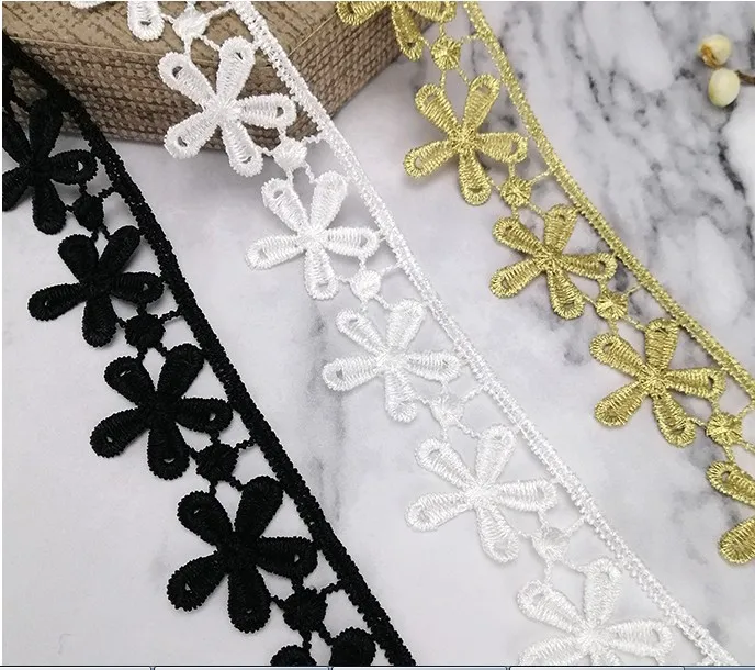10 yards 3cm 1.18&quot wide black/ivory/gold fabric embroidery lace trim ribbon tapes Z34E92P200117H | Дом и сад