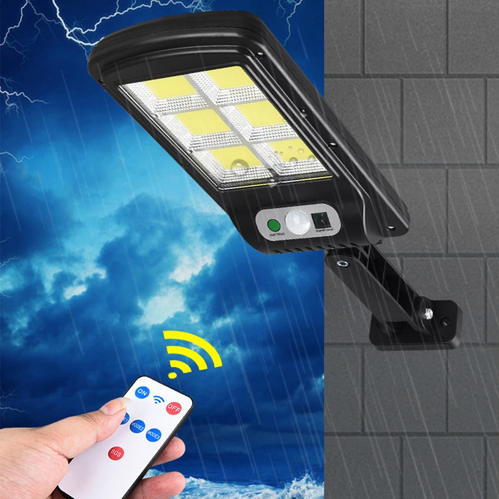 

Solar Sensor Lamp Street Lights 128 LED COB Wall Powered Rechargeable Waterproof Wireless Remote Control Solar LED Light Outdoor