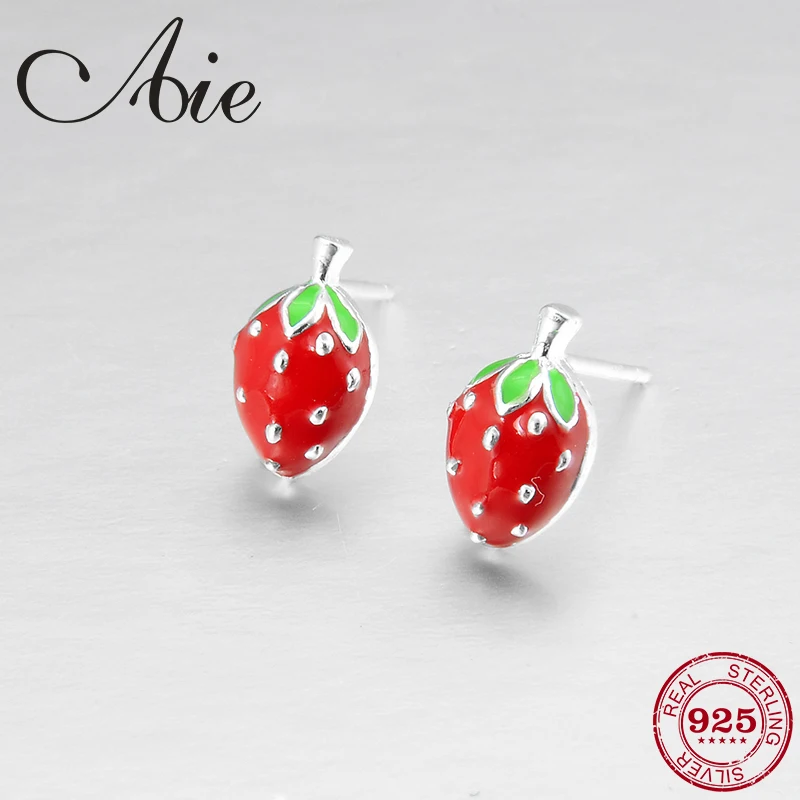 Горячая Распродажа серьги с красной эмалью и клубникой из стерлингового серебра