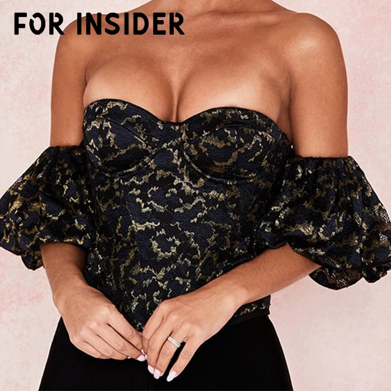 Черный Кружевной укороченный топ с открытой спиной и открытыми плечами Женский