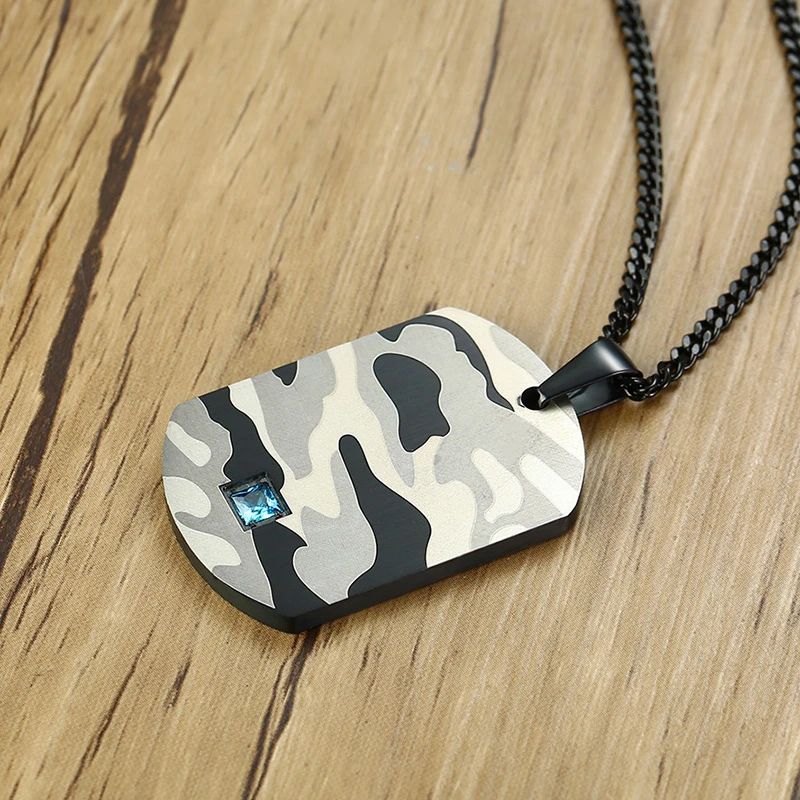 Мужская камуфляжная подвеска ожерелье уличный хип-хоп рок нержавеющая сталь