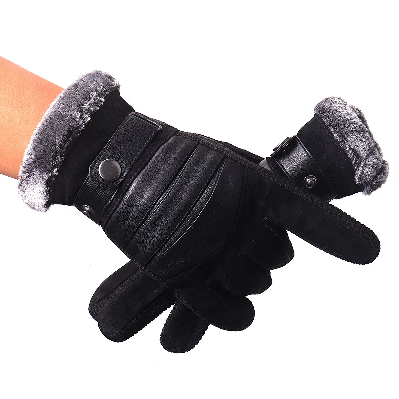

VISNXGI Unisex Touched Screen Gloves Winter Thermal Warm Cycling Outdoor Hiking Motorcycle Sports Full Finger Leather Mittens