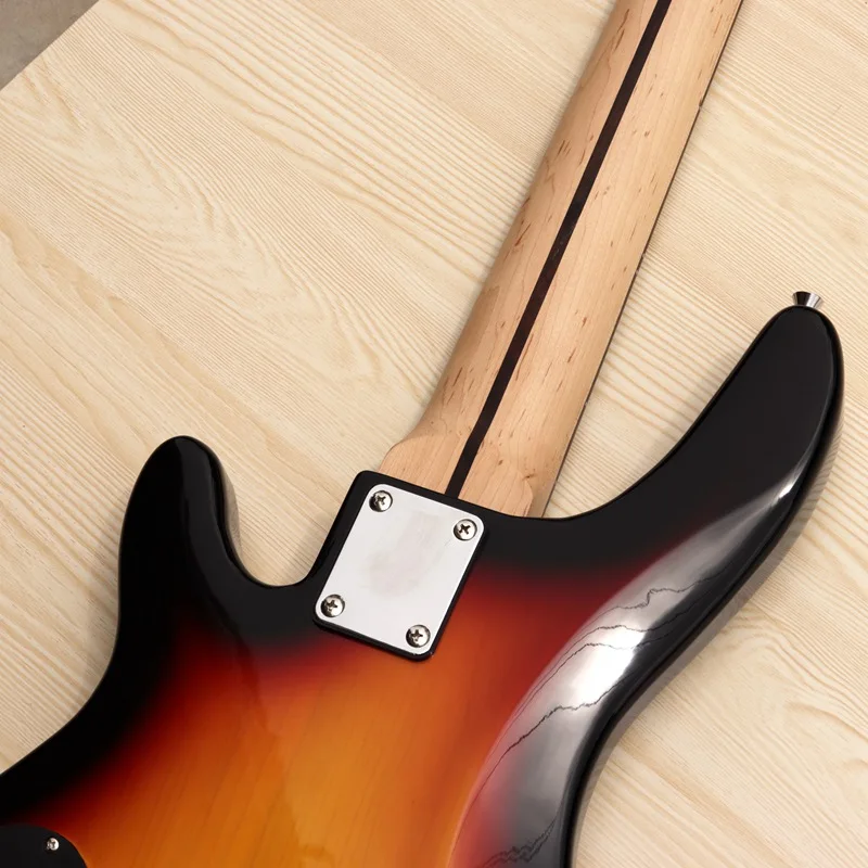 Хорошее качество 4 струнная электрическая бас гитара sunburst Цвет Полный липа тела Канада клен шеи пена чехол