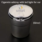 Пепельница для автомобиля Smart 451 brabus Smart 453, для двоих, четырех аксессуаров, с синим светодиодным ночником, различные металлические логотипы