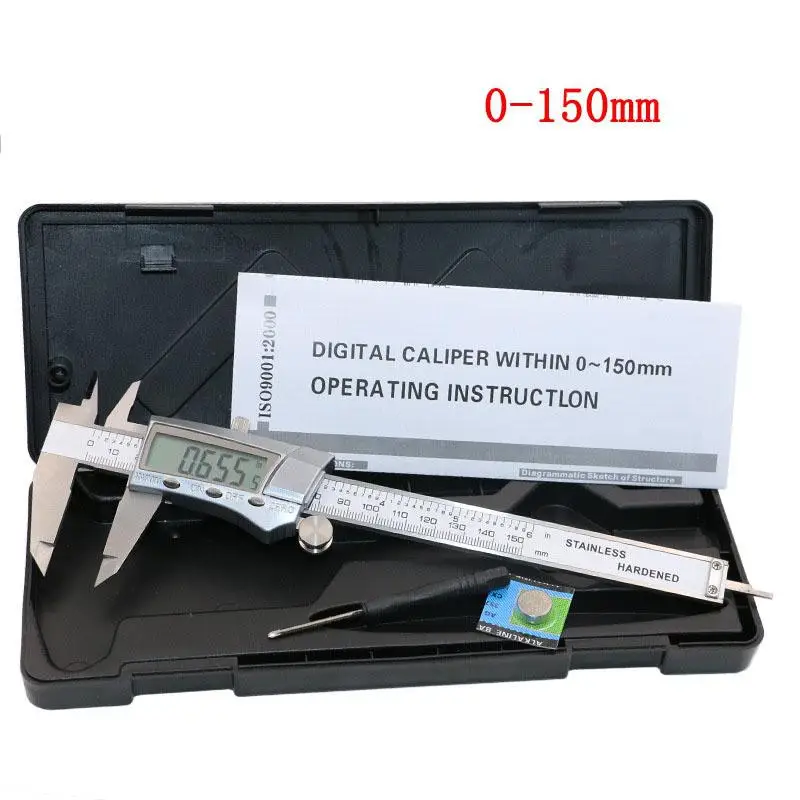 

SOLLED Digital Vernier Caliper 6 Inch 150mm Stainless Steel Electronic Caliper Micrometer Depth Measuring Tools