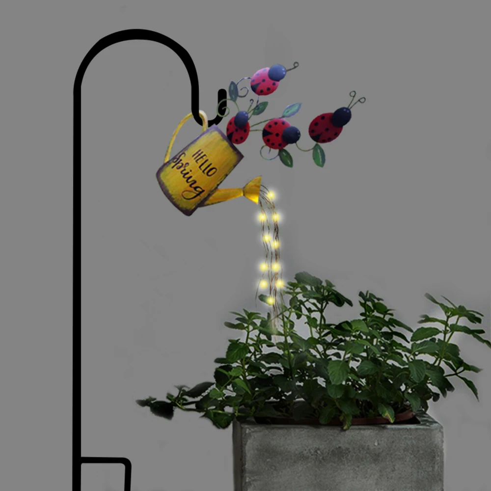 

Lights LED Watering Can Garden Supplies Shower Lamp Waterproof Wrought Iron Star Battery Powered Durable Yard Decoration