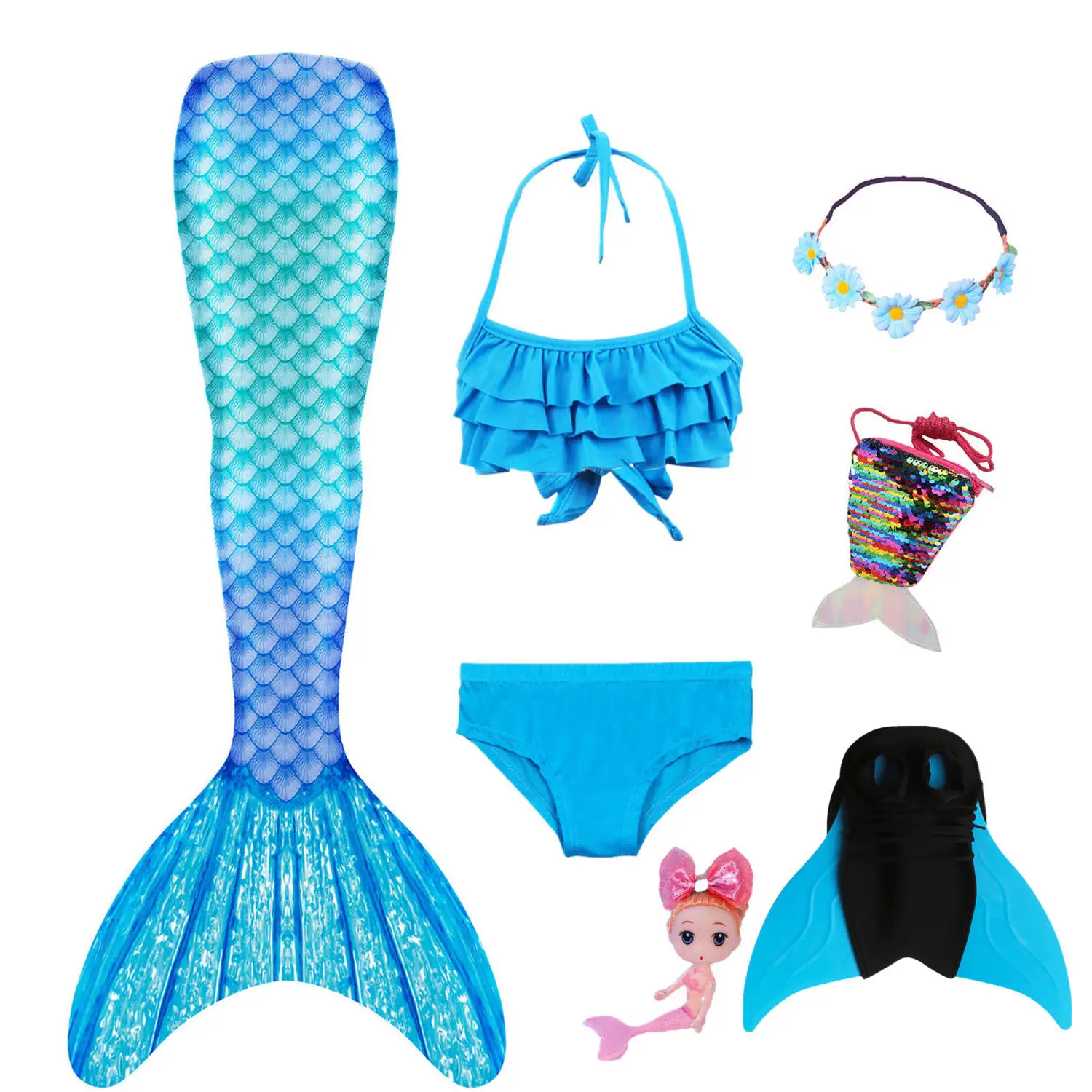 

Children Mermaid Tails Swimming Party Cosplay Costumes Halloween Little Mermaid Girls Swimsuit Bikini Bathing Suit