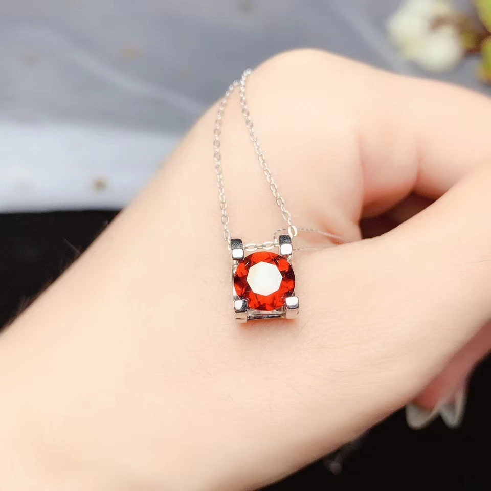 Кулон из натурального красного граната ожерелье с подвеской драгоценного камня