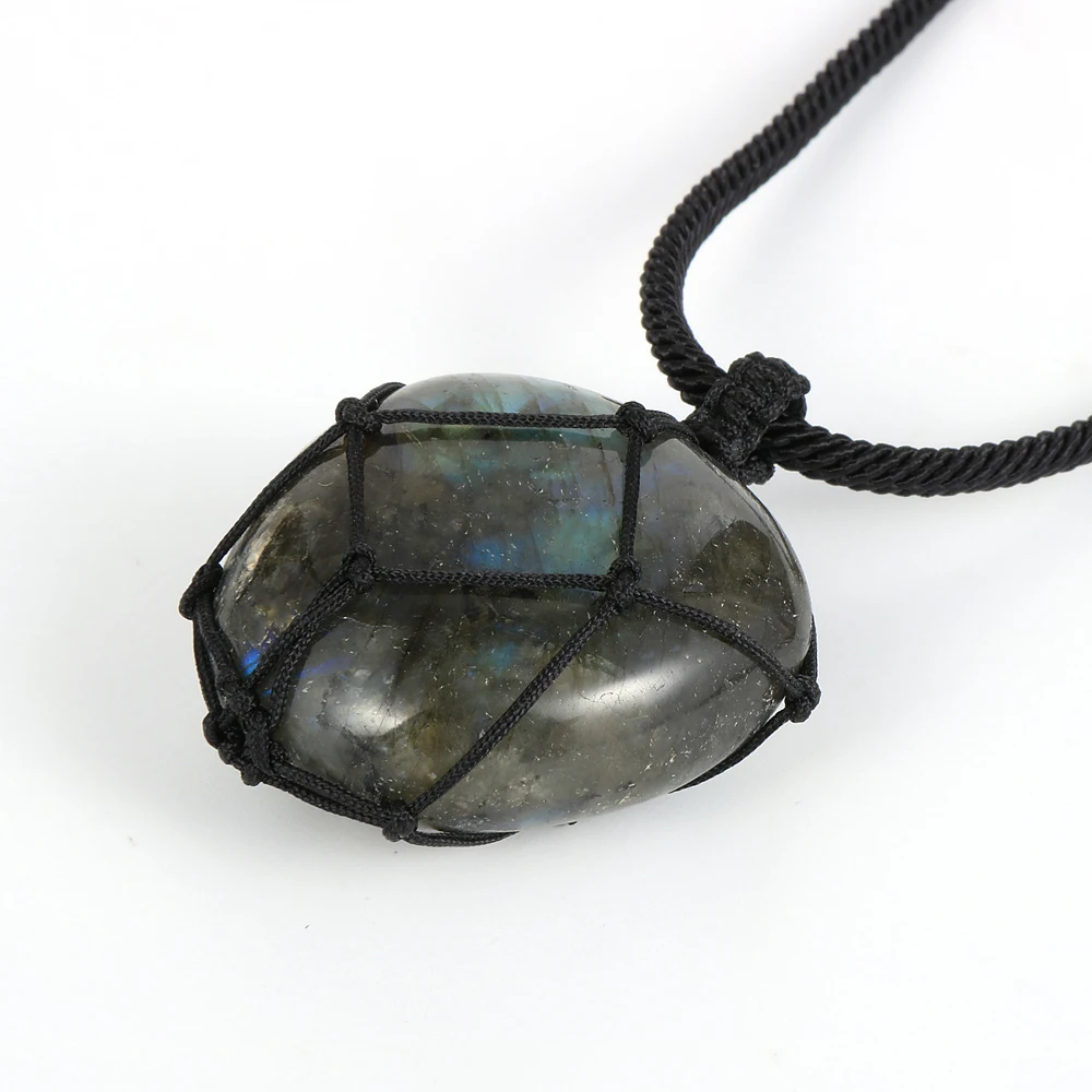 Женское и мужское ожерелье с подвеской из натурального Лабрадорита лунного