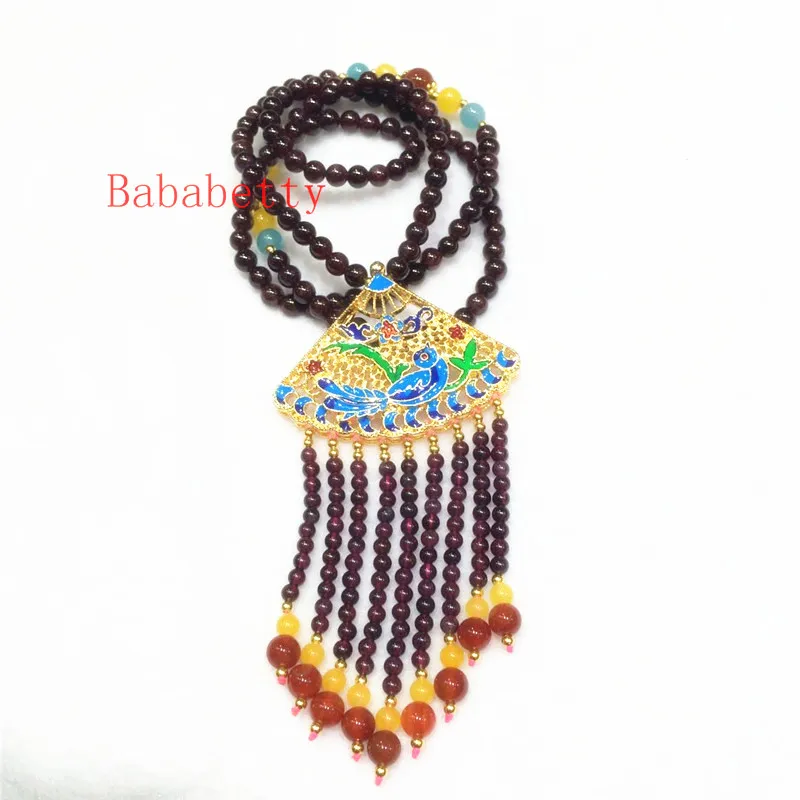 Ожерелье ручной вязки из натурального винного Красного камня цепочка для