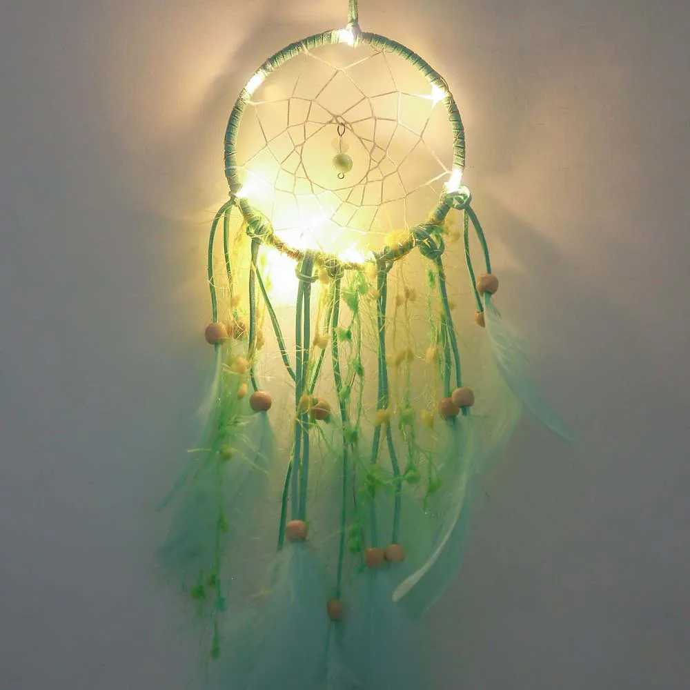 Рождественское светящееся украшение перо Ловец снов со светодиодной гирляндой