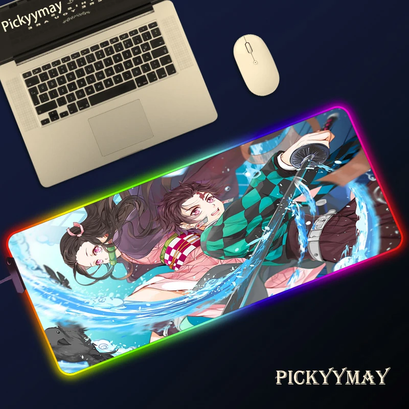 

Various Sizes Demon Slayer RGB Computer MousePad Gamer MousePads Large Gaming Mousepad Desk Mause Mats Keyboard Mouse Carpet LED