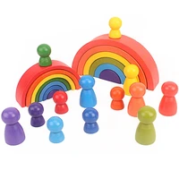mini rainbow building blocks children educational toy creative stacking game small size rainbow stacker wooden toys for children