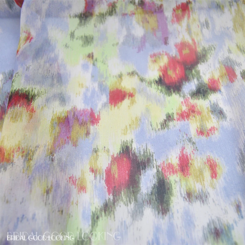 Silk Georgette Chiffon Fabric Dress Hazy Color   Light Skirt Shirt   DIY Patchwork Tissue