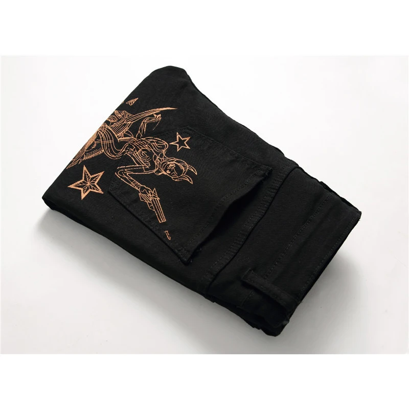 Мужские джинсы-карандаш с принтом в стиле хип-хоп | Мужская одежда