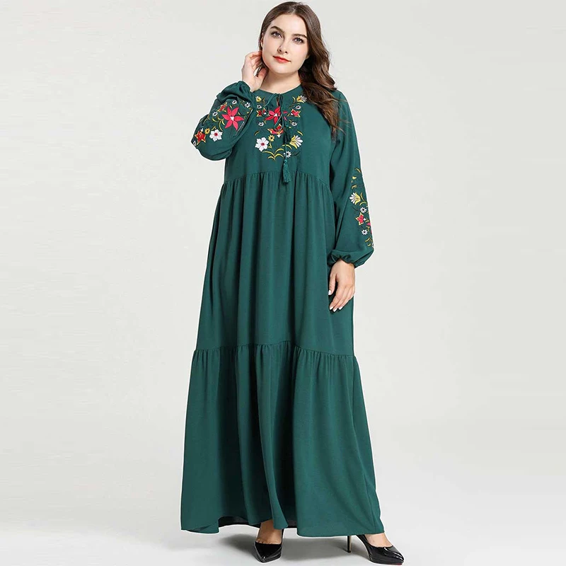Muslim Dress Fashion Middle East Large Size Women's Dubai Turkey Embroidered Bow Casual Swing Morrocan Arabic Oman Kimono |