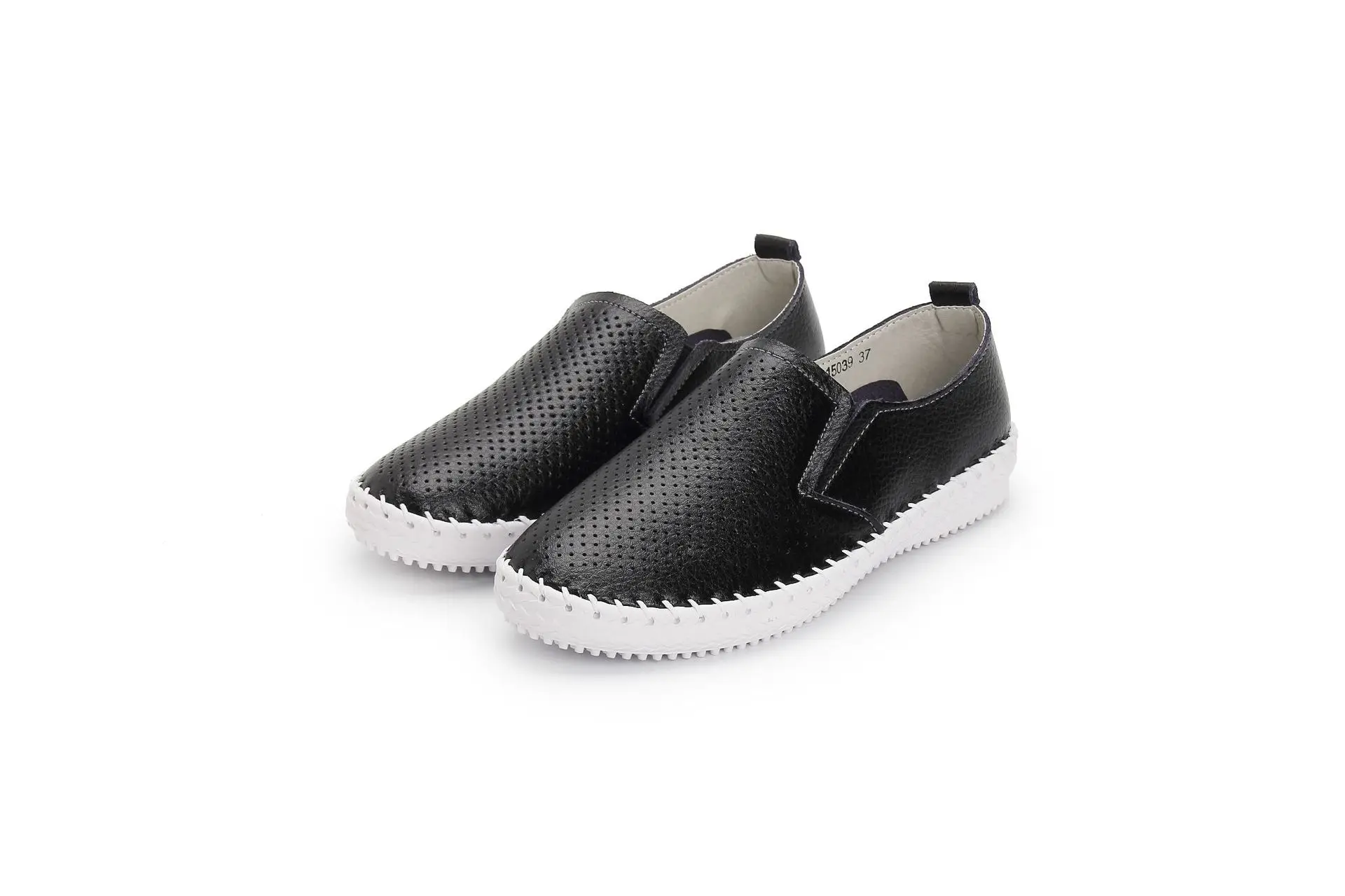

Zapatos informales para mujer, mocasines planos salvajes de enfermera, fondo suave, color blanco, de cuero,