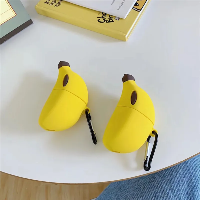 Чехол для Airpods 3D милый чехол в виде банана с фруктами силиконовый наушников Apple